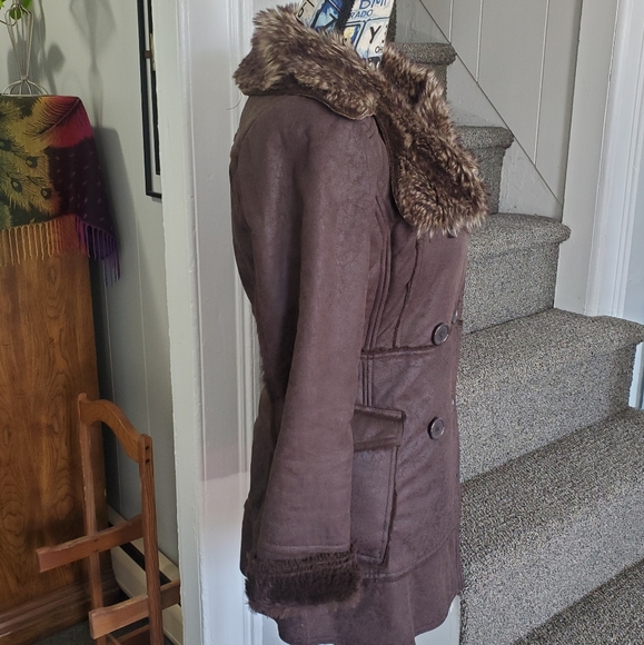 VINTAGE GADZOOKS~ RETRO BROWN FAUX FUR LINED JACKET! - Picture 4 of 16